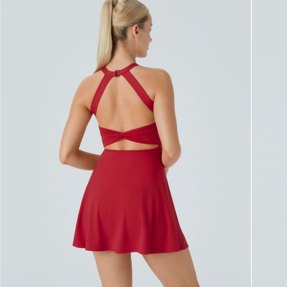 Red Sleeveless Dress with Built-in Bra - Picture 2 of 6